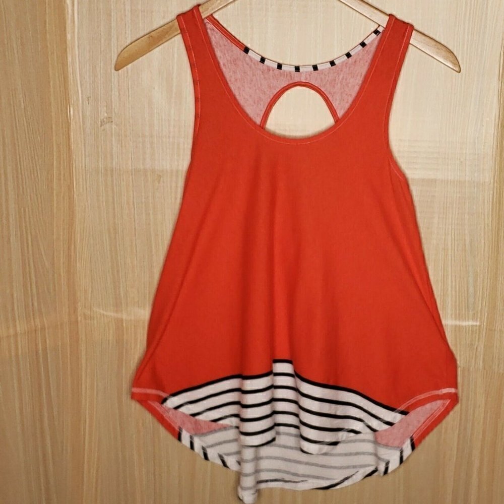 Deletta Striped High Low Cotton Tank Top Small